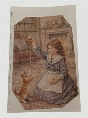 Handmade Vintage Kitten Journal | Cottagecore Girl and Cat Notebook